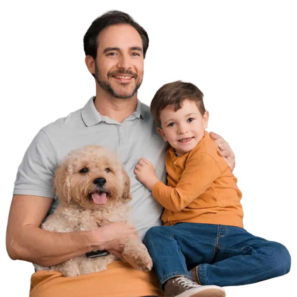 Father-and-Son-Holding-a-Dog-in-Their-Lap-Heartwarming-PNG-Image-for-Emotional-Connections