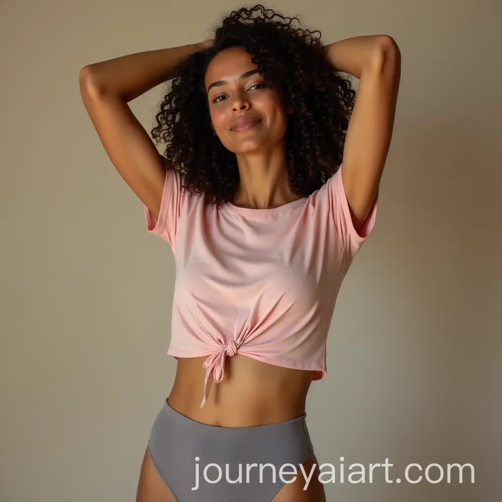 Indian-Woman-Stretching-in-the-Morning-with-Soft-Curls-Wearing-Grey-Hipster-Brief-and-Pink-Cropped-TShirt