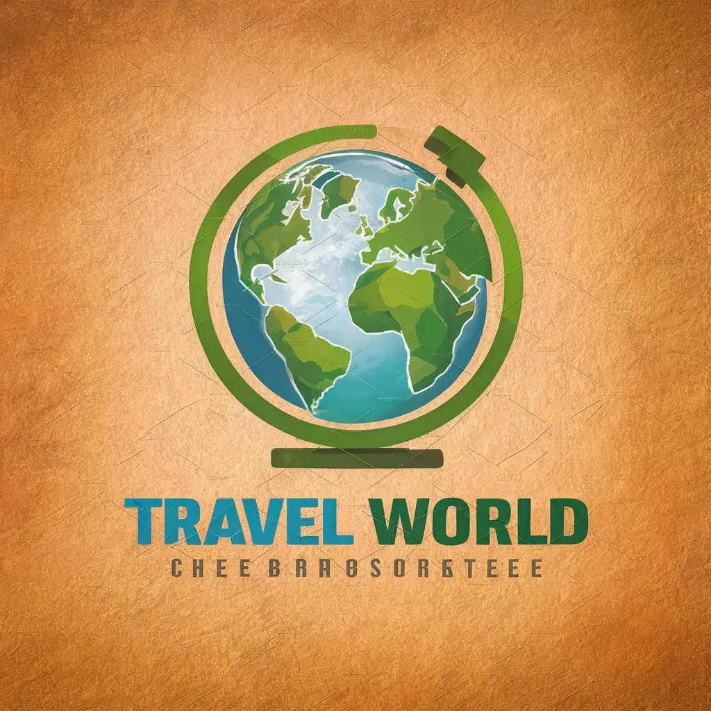 a vector logo design,with the text "Travel World", main symbol:earth globe in natural color scheme,complex,be used in Travel industry,clear background