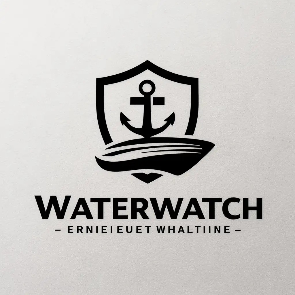 LOGO-Design-For-WaterWatch-Shield-Anchor-and-Speedboat-in-Minimalistic-Style-for-Legal-Industry