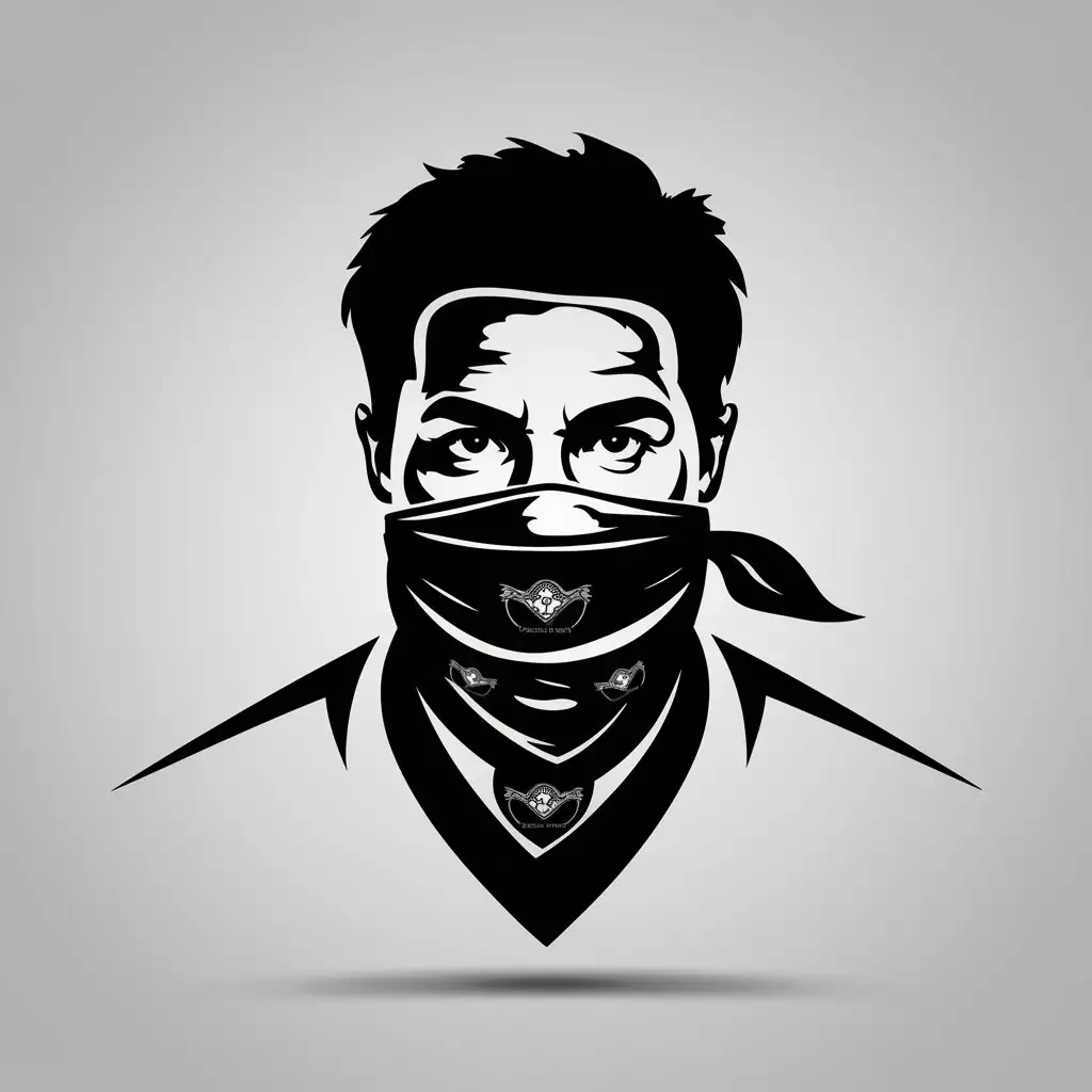 LOGO-Design-For-Scary-Mask-Black-and-White-Face-with-Bandana-and-Brush-Design