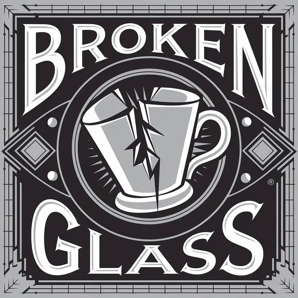 LOGO Design for Broken Glass Entertainment Complex Broken Cup Symbol with Clear Background