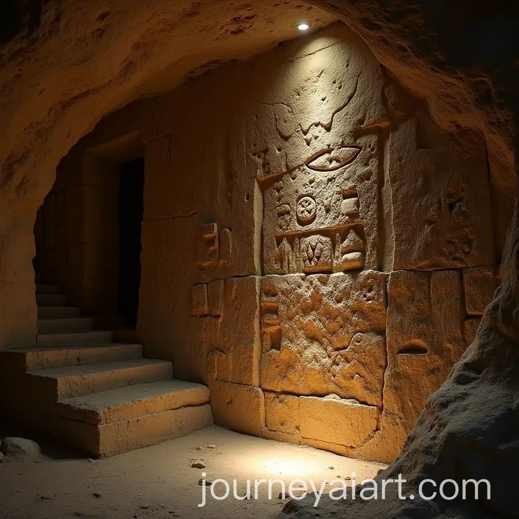 Carved-Cave-Walls-with-Mysterious-Symbols-and-Dim-Lighting