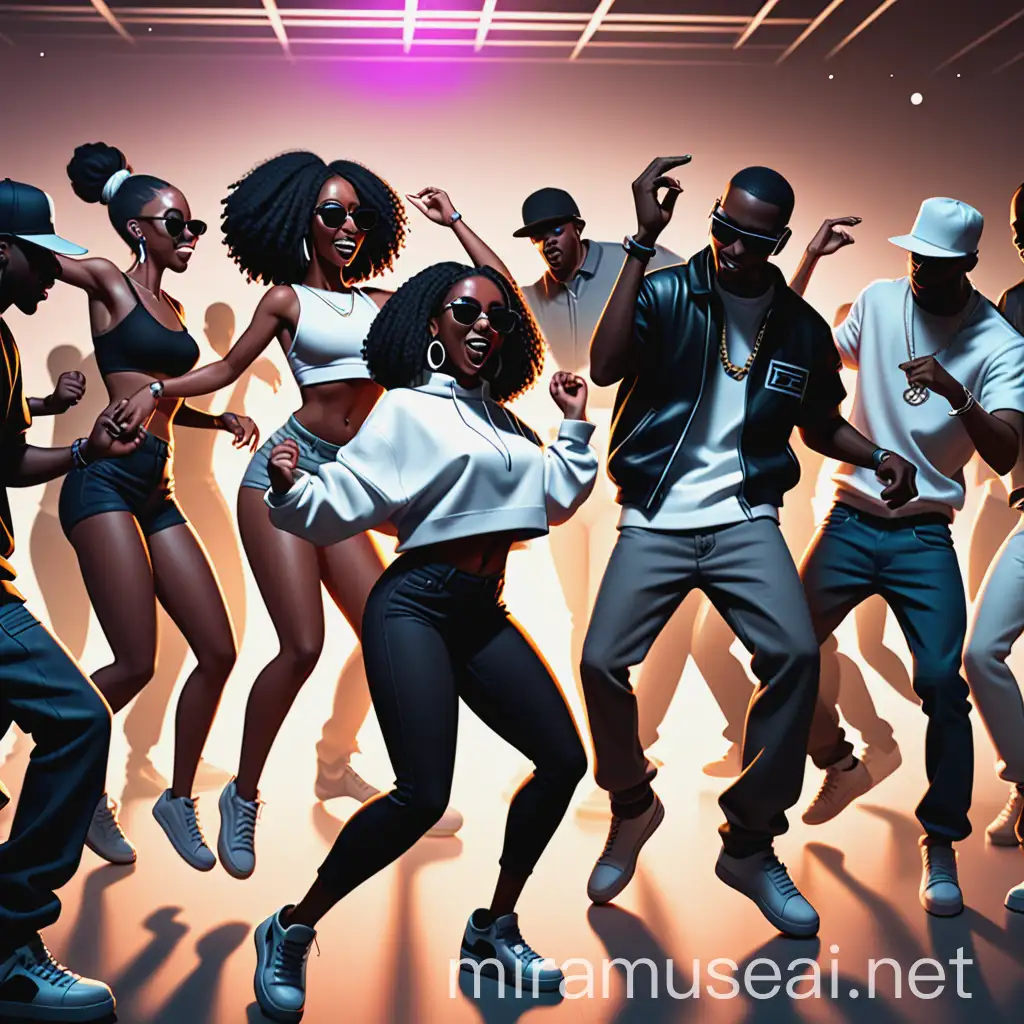 Diverse Group Dancing at HipHop Party Album Cover Style