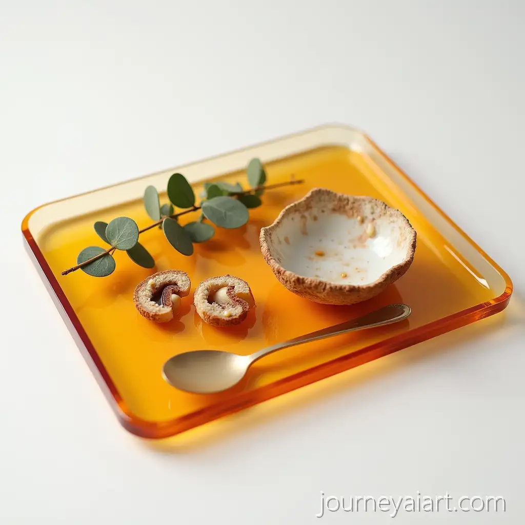 Realistic-Breakfast-Tray-with-TranslucBreakfast-tray-with-eucalyptusent-Amber-Resin-and-Eucalyptus-Shells