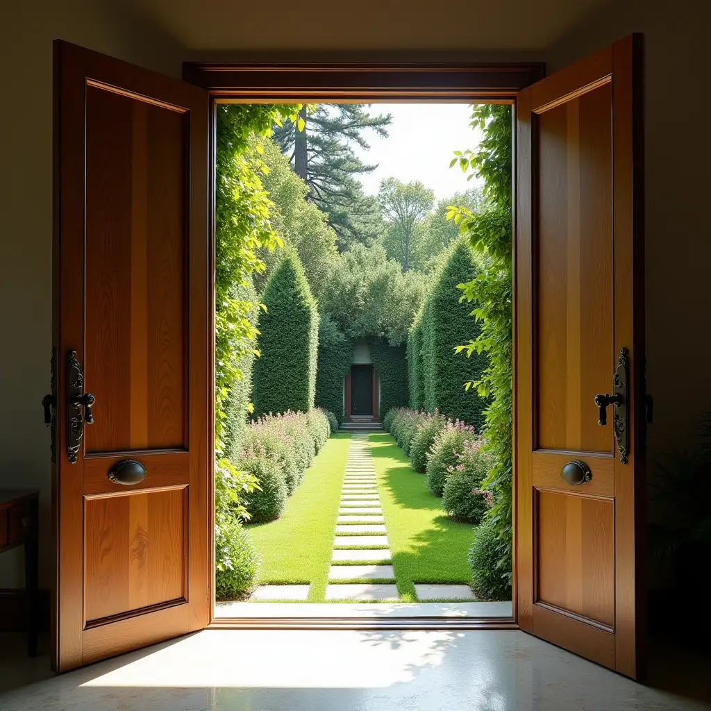 door open from room to enormous garden