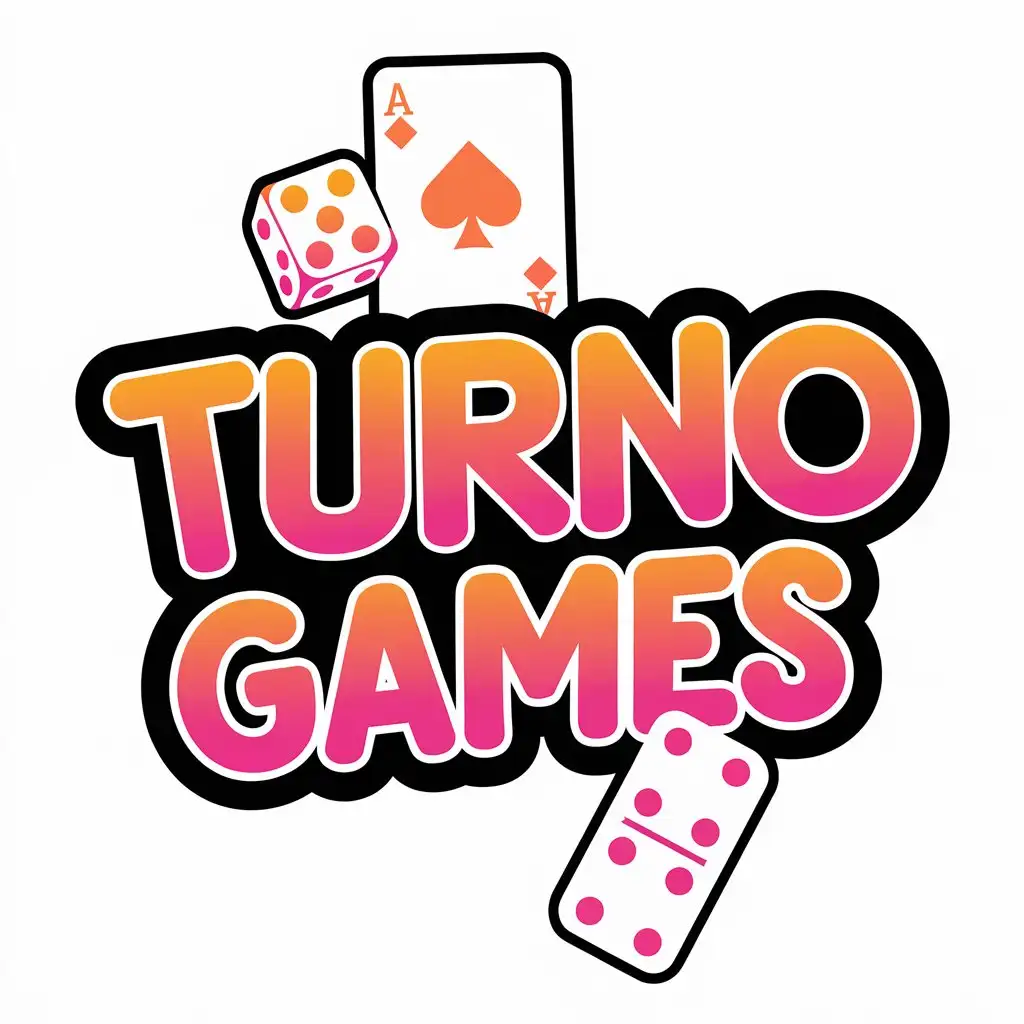 LOGO Design For TURNO GAMES Playful and Modern with Gaming Elements in Orange and Pink