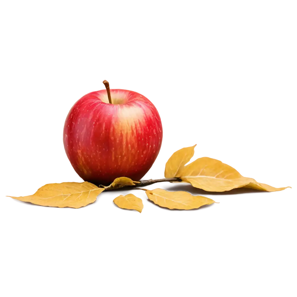 Vivid-PNG-Image-of-an-Apple-with-Fallen-Leaves-Captivating-Nature-in-HighResolution-Art