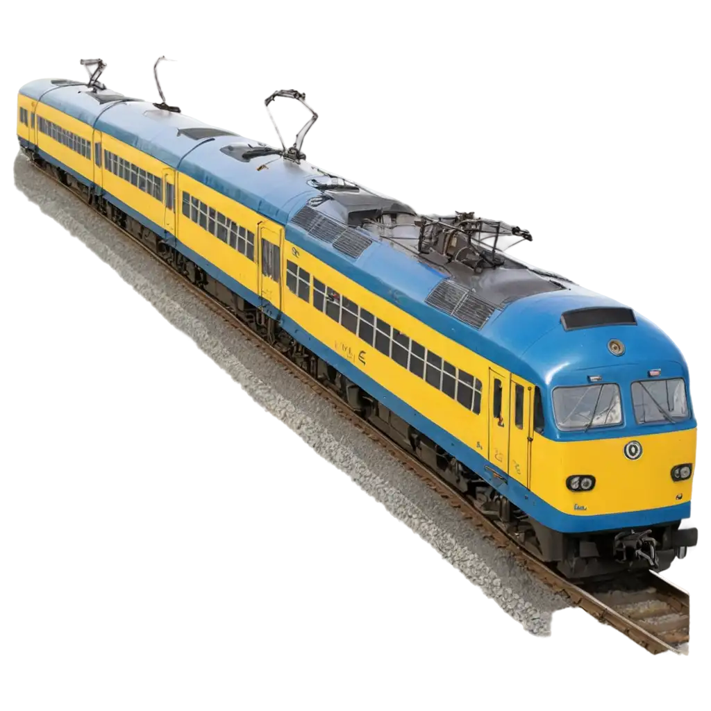 HighQuality-PNG-of-Yellow-and-Blue-Passenger-Trainset-with-Three-Cars-Profile-View