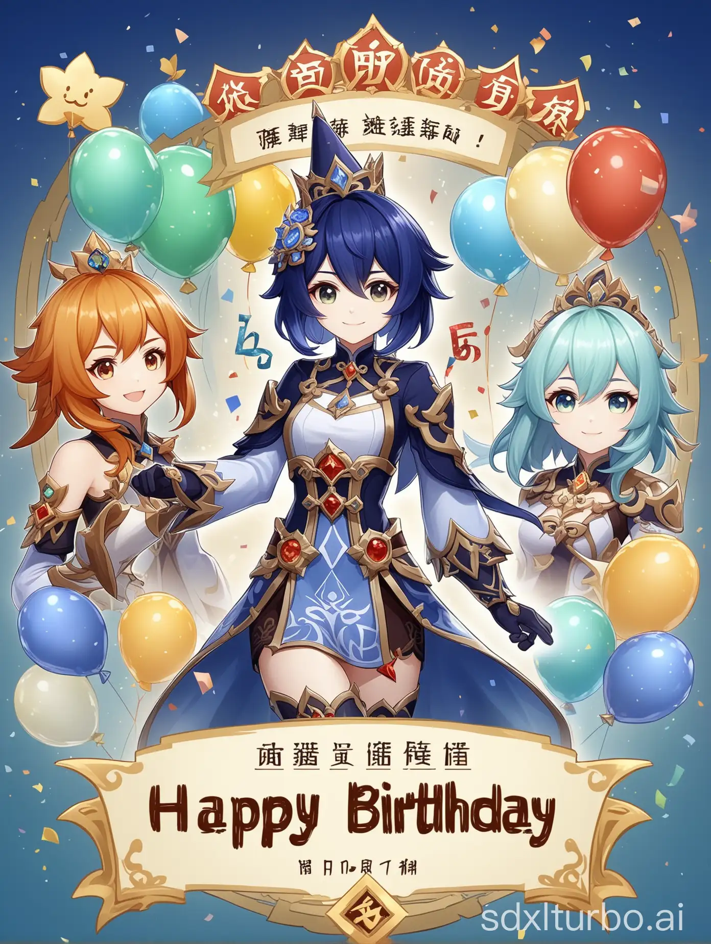 Celebratory-Happy-Birthday-Message-in-Chinese-Featuring-Genshin-Impact-Characters