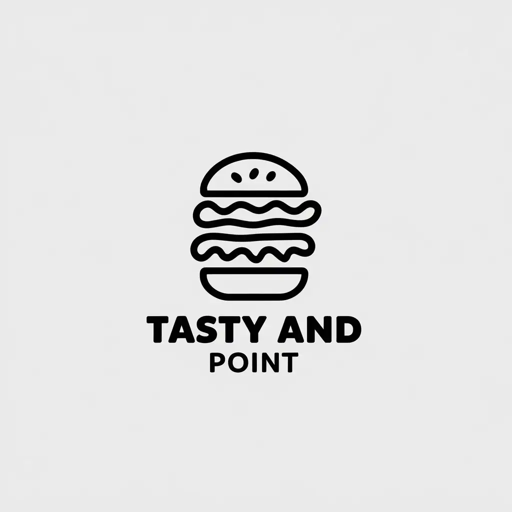 a vector logo design,with the text "tasty and point", main symbol:burger, food, fastfood,Minimalistic,be used in Restaurant industry,clear background