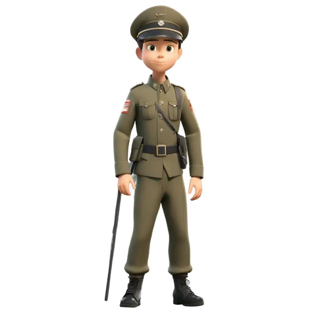 Young-Boy-in-Military-Uniform-PNG-HighQuality-Animation-Image-for-Versatile-Use