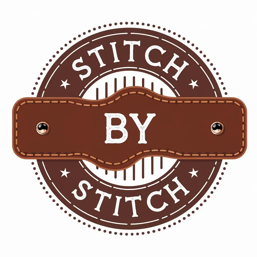 a vector logo design,with the text "stitch BY stitch", main symbol:leather,Moderate,be used in Others industry,clear background