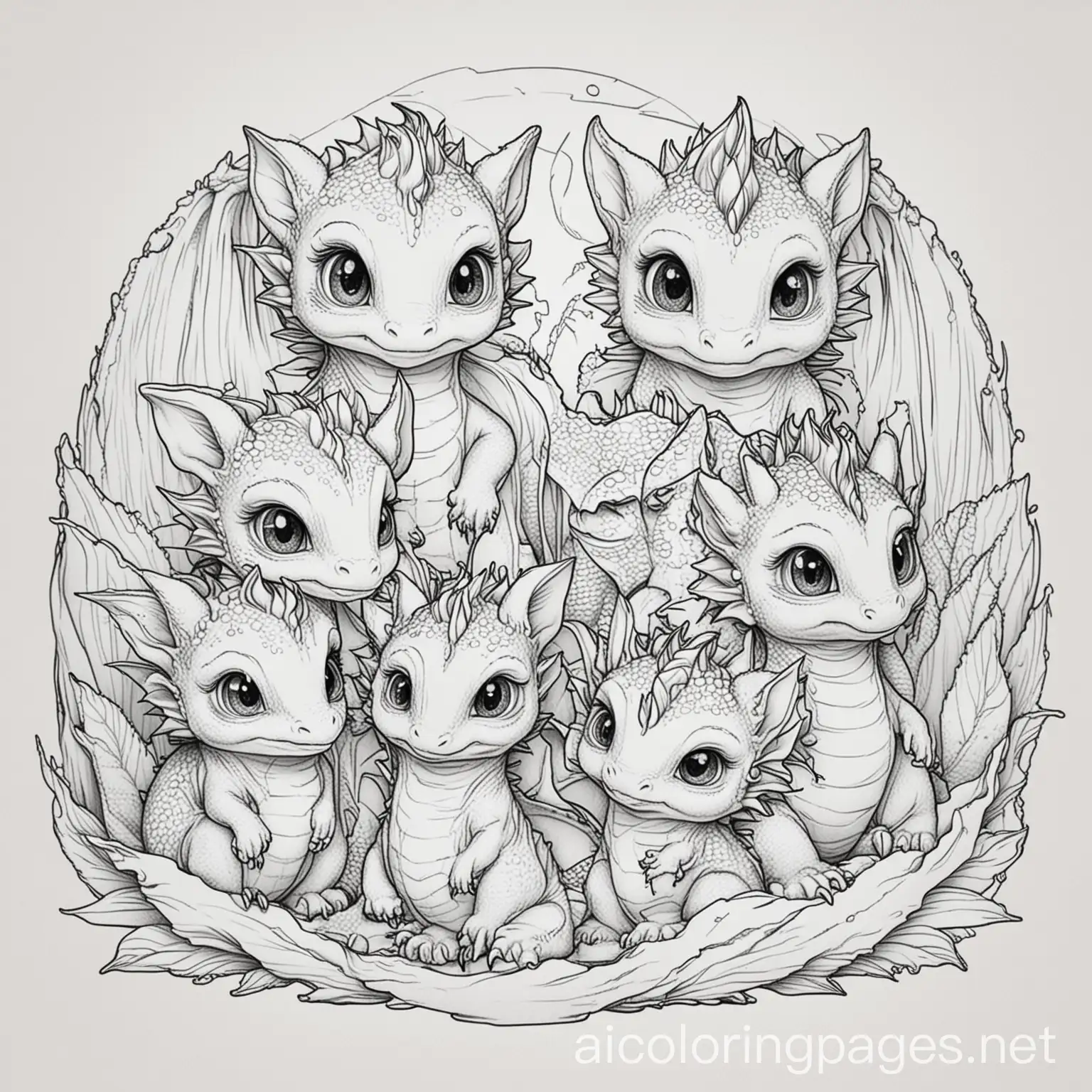 Baby-Dragons-Coloring-Page-with-Simplicity-and-Ample-White-Space