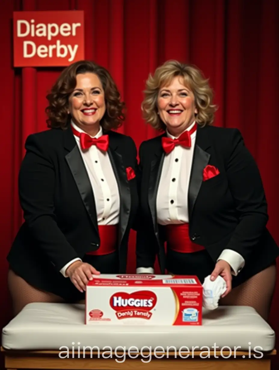 Older-Caucasian-Women-in-Formal-Orchestra-Tuxedo-at-Diaper-Derby-Event