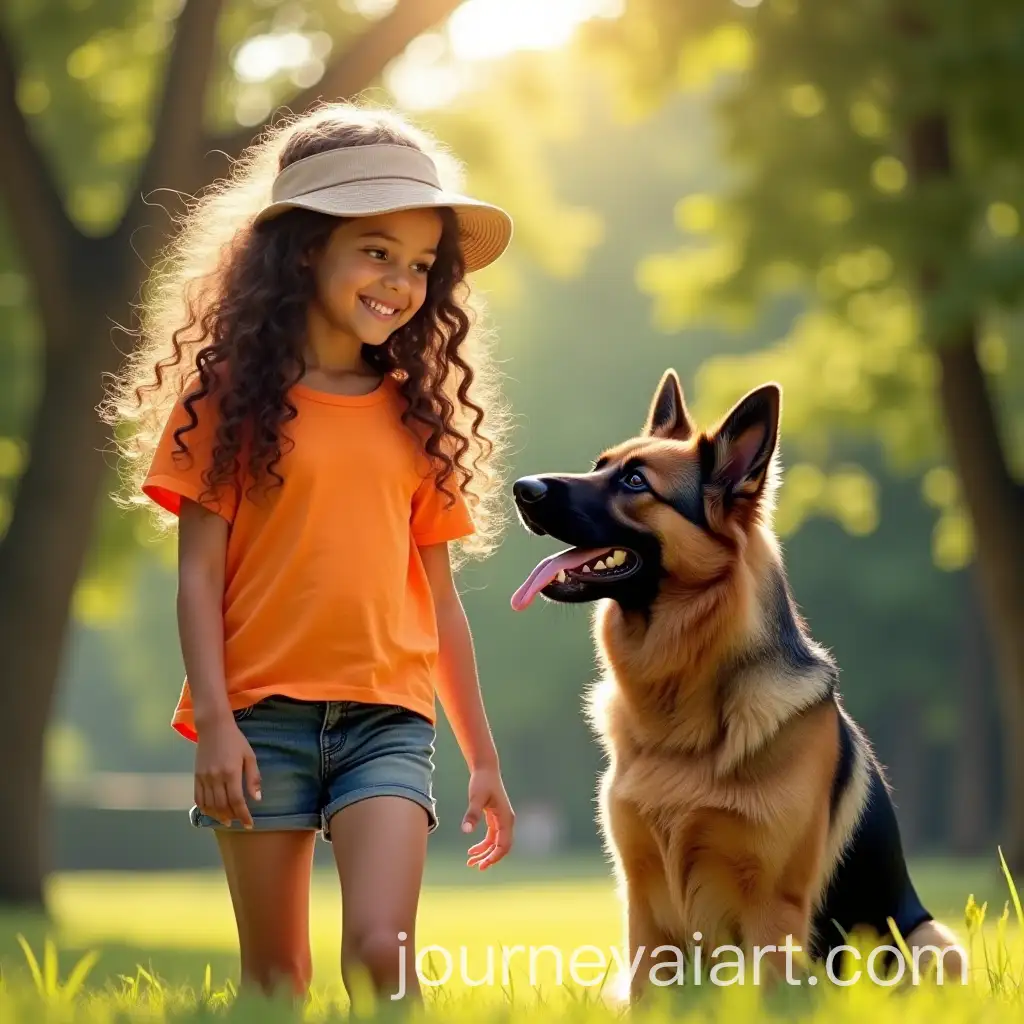 Joyful-Girl-with-Her-Playful-German-Shepherd-in-Sunny-Park
