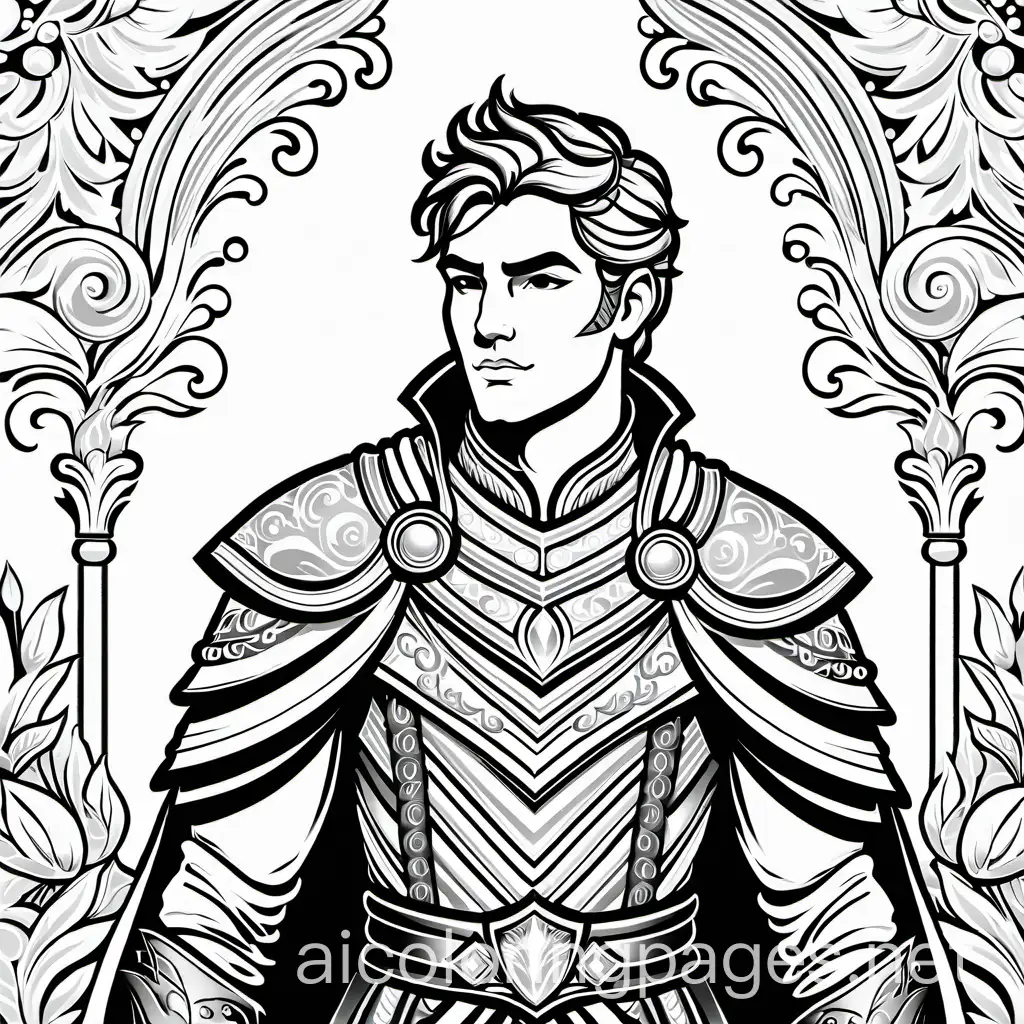 Young-Fantasy-Royalty-Coloring-Page-with-Simplicity-and-Ample-White-Space