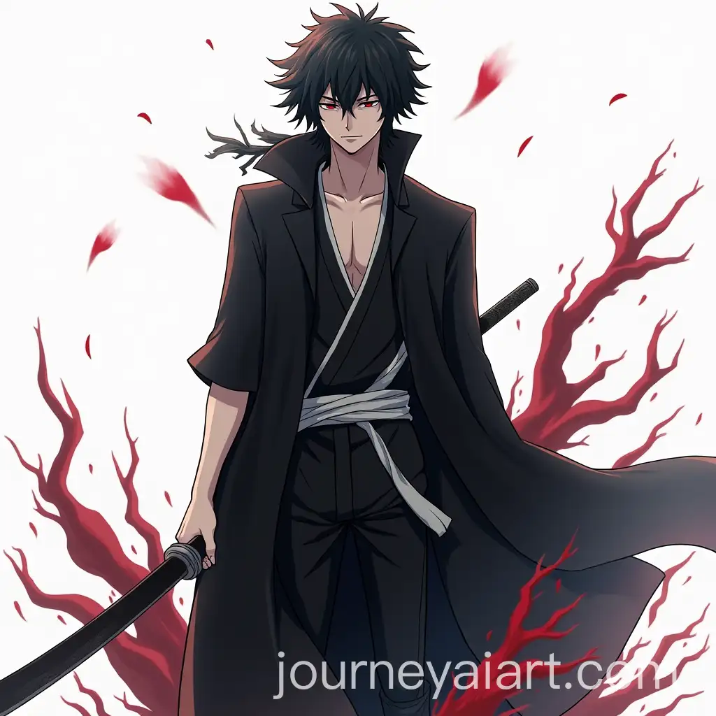 Original-Soul-Reaper-Character-with-Black-Hair-and-Kyoraku-Shunsuis-Weapons