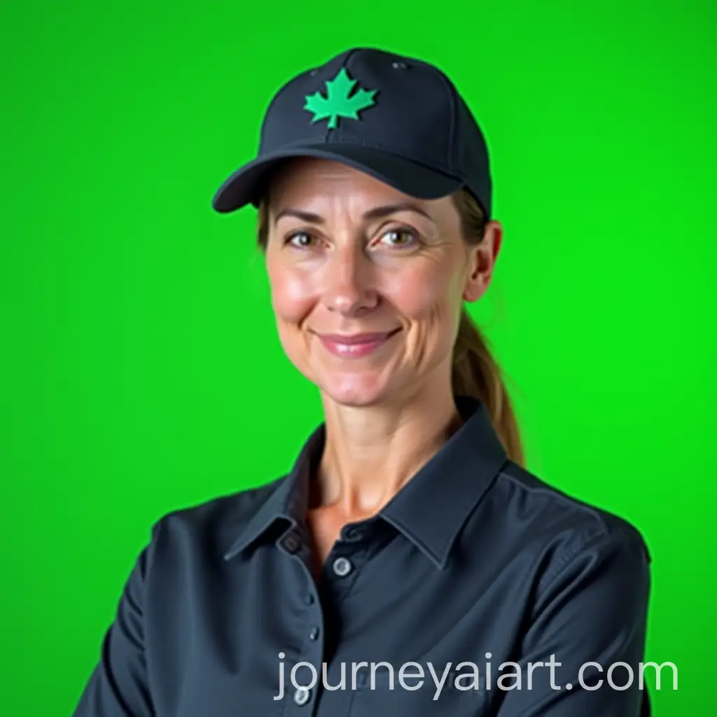 MiddleAged-Female-Bus-Driver-in-Professional-Uniform-with-Green-Screen-Background