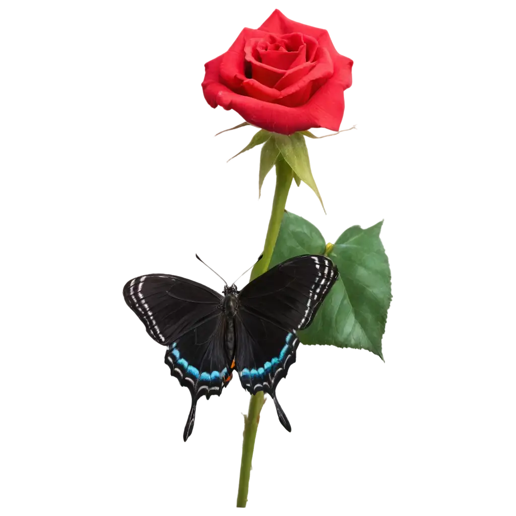 Butterfly-Posed-on-a-Rose-Stunning-PNG-Image-for-Digital-Creatives