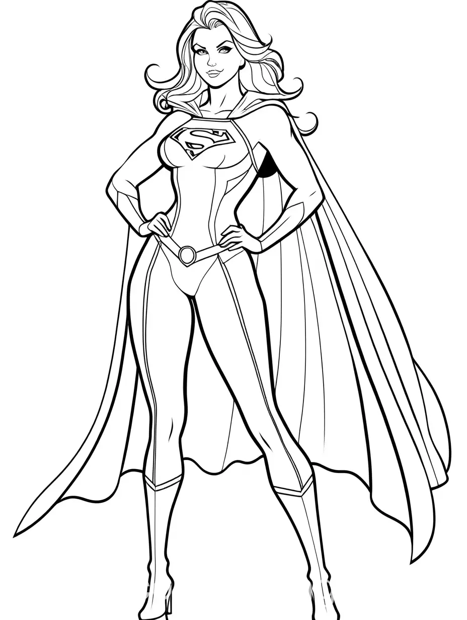 Female-Superhero-Coloring-Page-Black-and-White-Line-Art