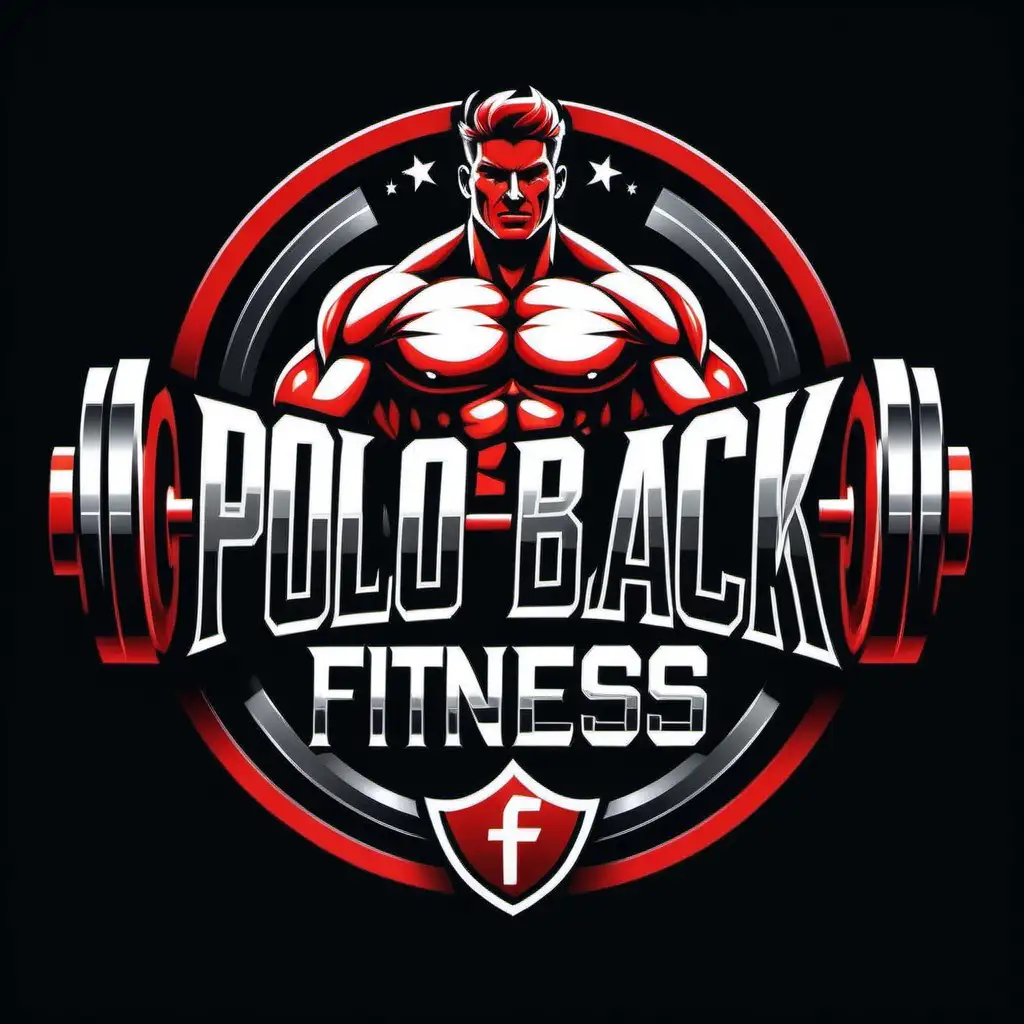 Dynamic Polo Black Fitness Vector Logo Featuring Red Silver and White Colors