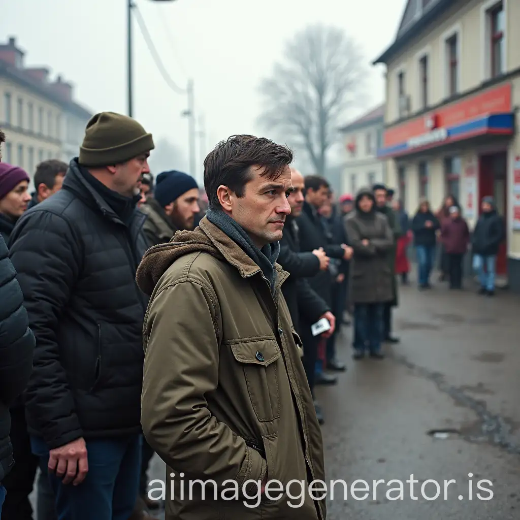 Queue-Outside-Store-Amid-War-in-Ukraine-with-Broken-Road-and-Anxious-People