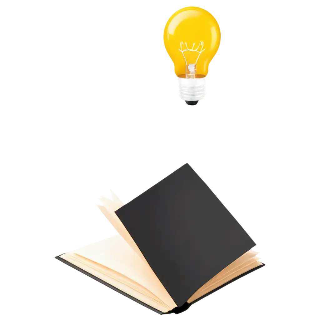 Photorealistic-PNG-of-Open-Book-Light-Bulb-and-Upward-Arrow-Symbolizing-Knowledge-and-Creativity