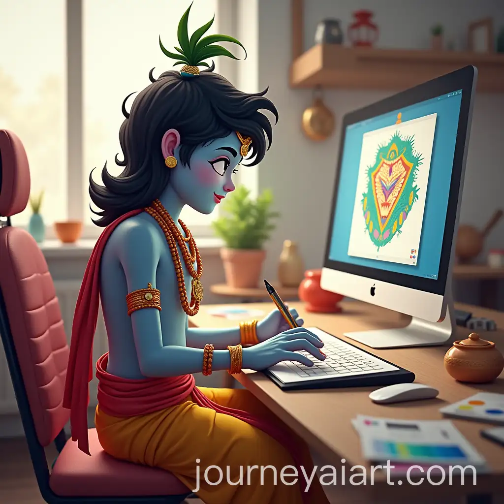 Modern-Lord-Krishna-Graphic-Designer-at-Workstation