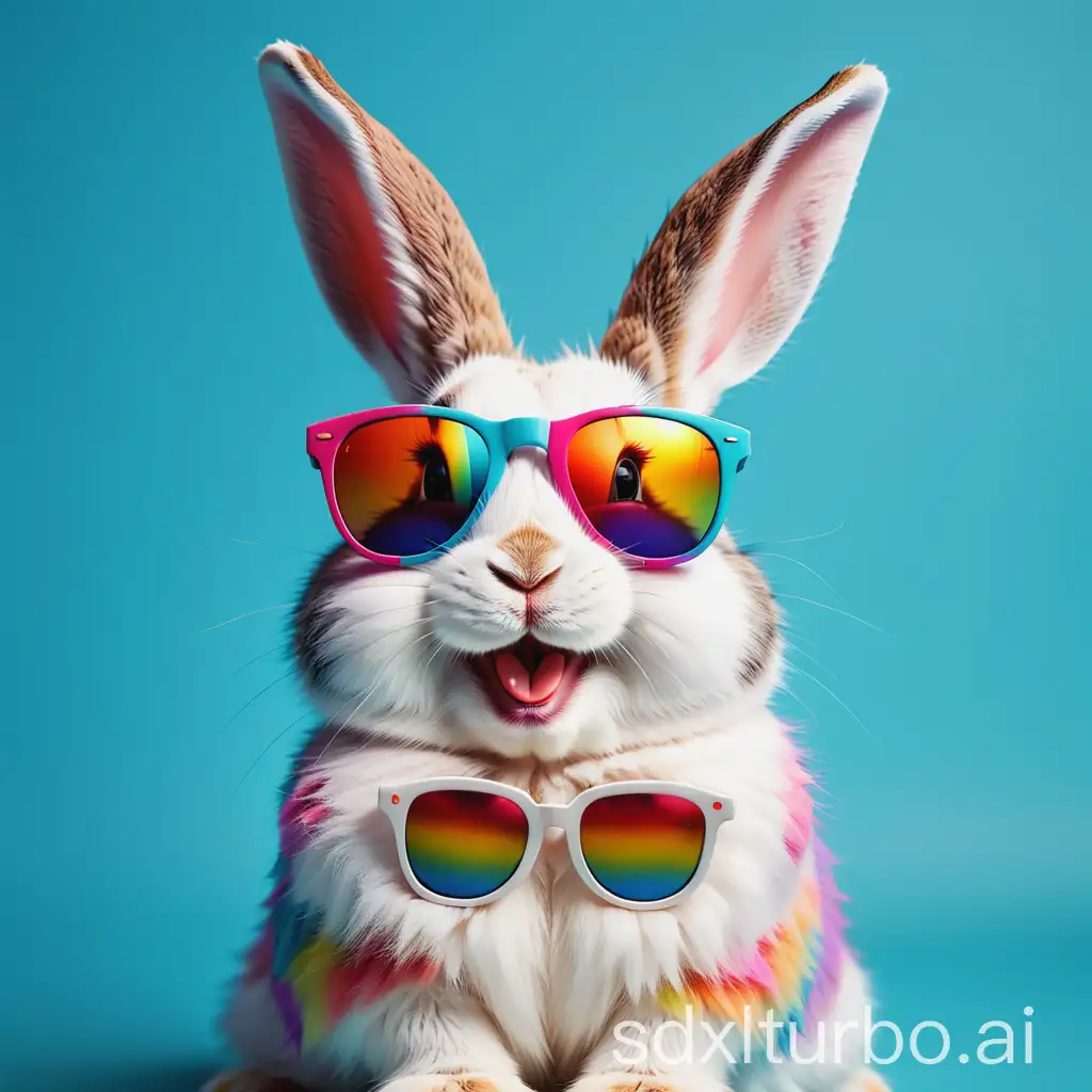 Happy-cute-Rabbit-in-colorful-Sunglasses-smiling