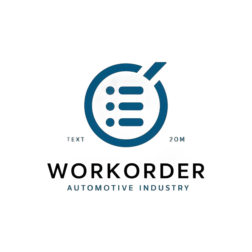 a vector logo design,with the text "workorder", main symbol:task listnindustrynblue,Minimalistic,be used in Automotive industry,clear background