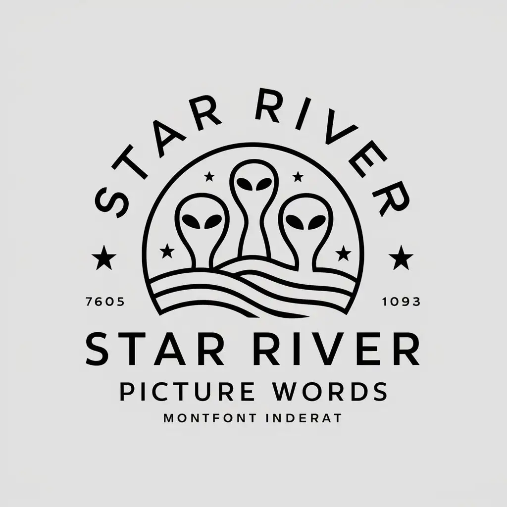 a vector logo design,with the text "Star River Picture Words", main symbol:aliens,Moderate,be used in Nonprofit industry,clear background