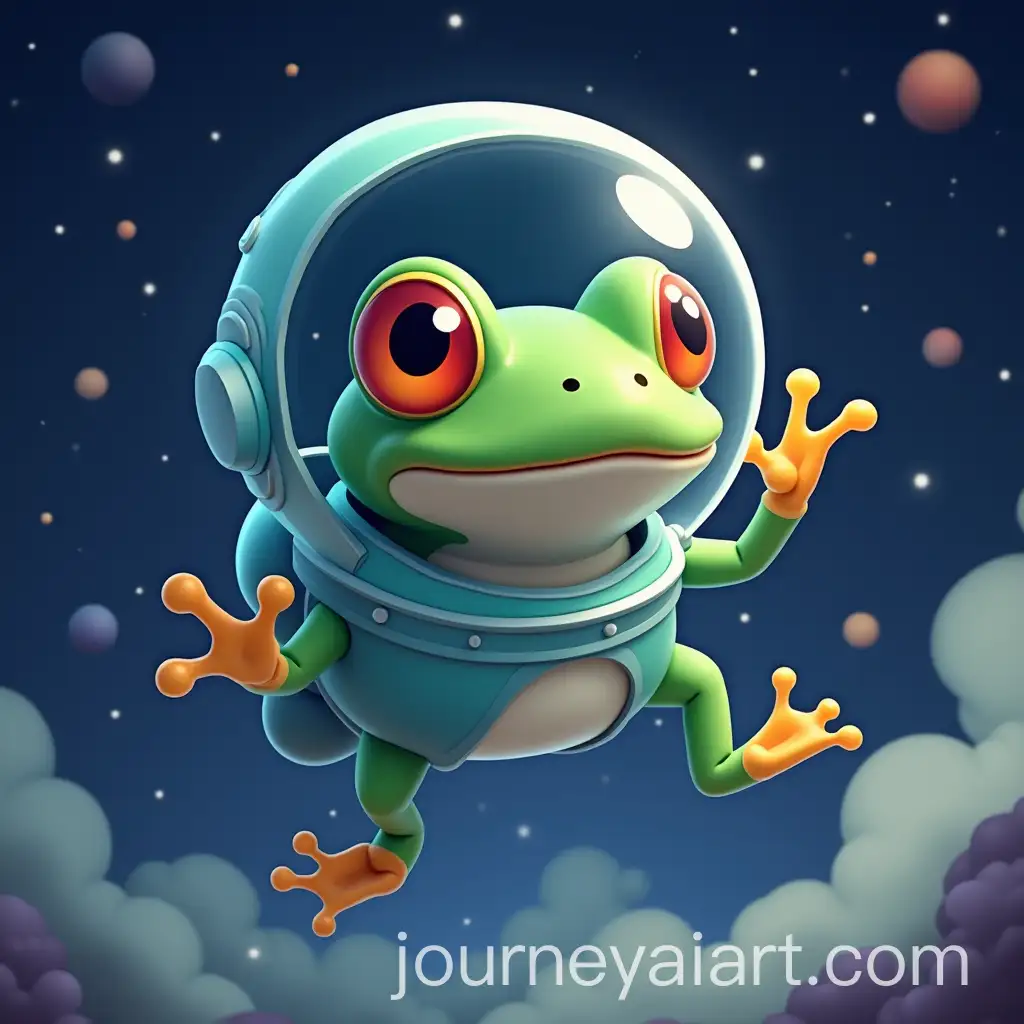 Chill-Cartoon-Frog-Floating-in-SpaceAI-Art-Prompt-Expansion-with-Bubble-Helmet