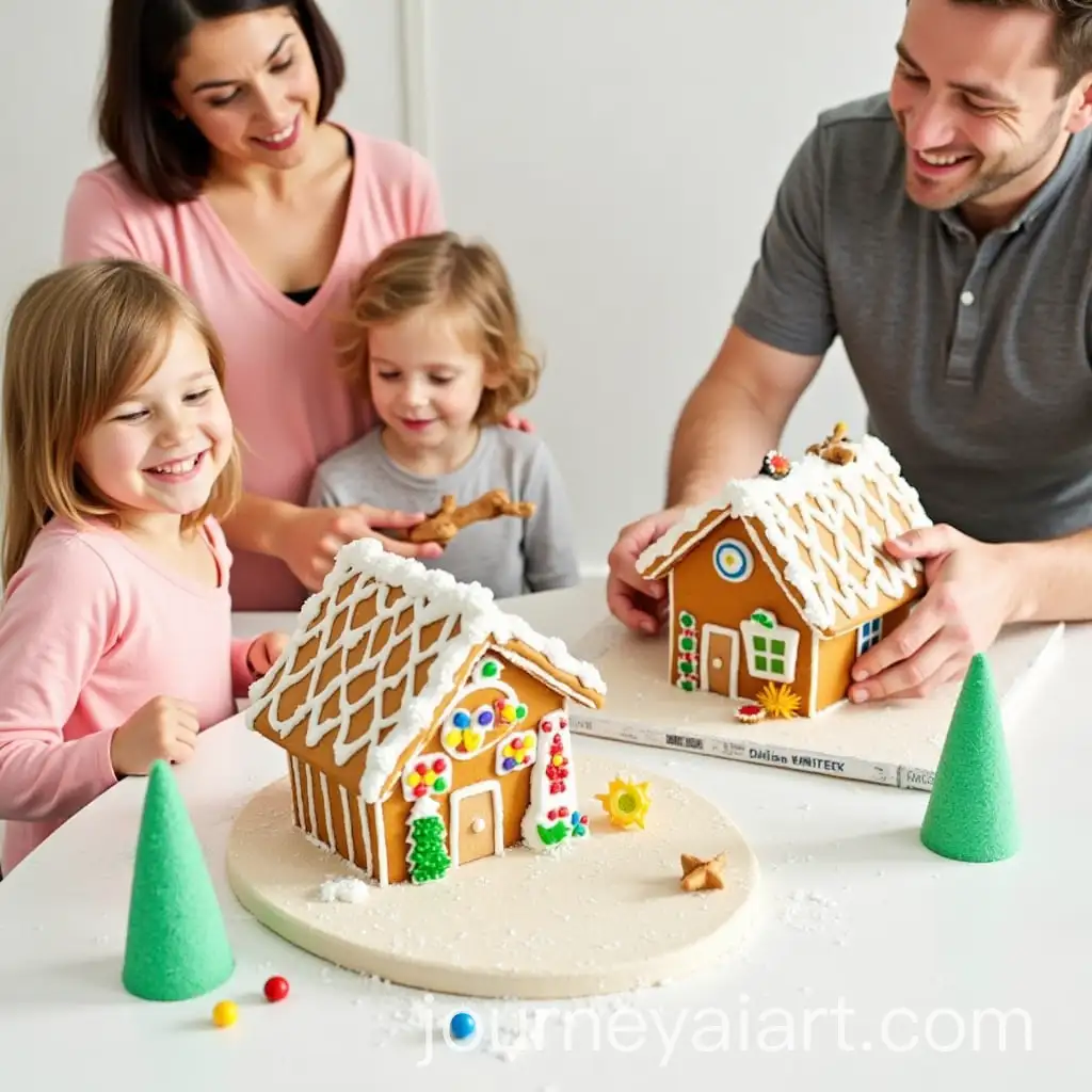 Family-Building-Gingerbread-Houses-Together-for-the-Holidays