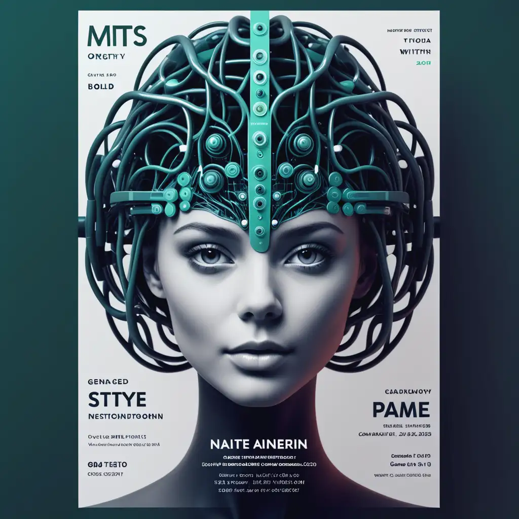 Create a visual invite in the style of a poster for an event, using a neural network. With Generated by MTS AI in bold font and stylish formatting at the center.