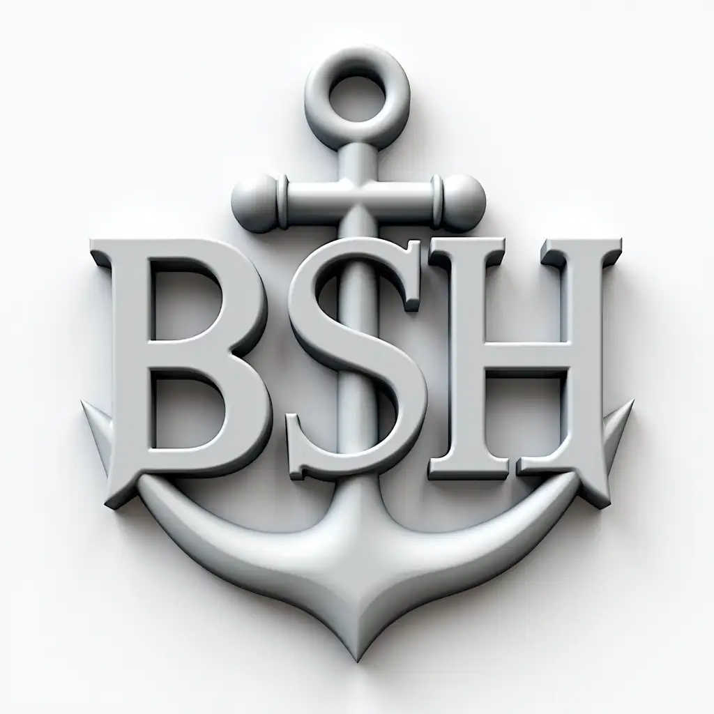 a 3D image of an anchor, surrounded by the letters B,S,H