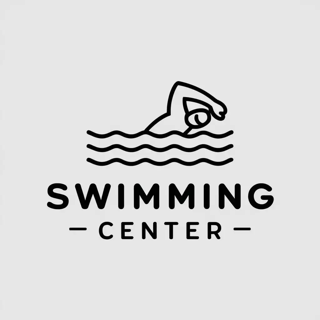 a vector logo design,with the text "swimming center", main symbol:swimming,Minimalistic,be used in Sports Fitness industry,clear background