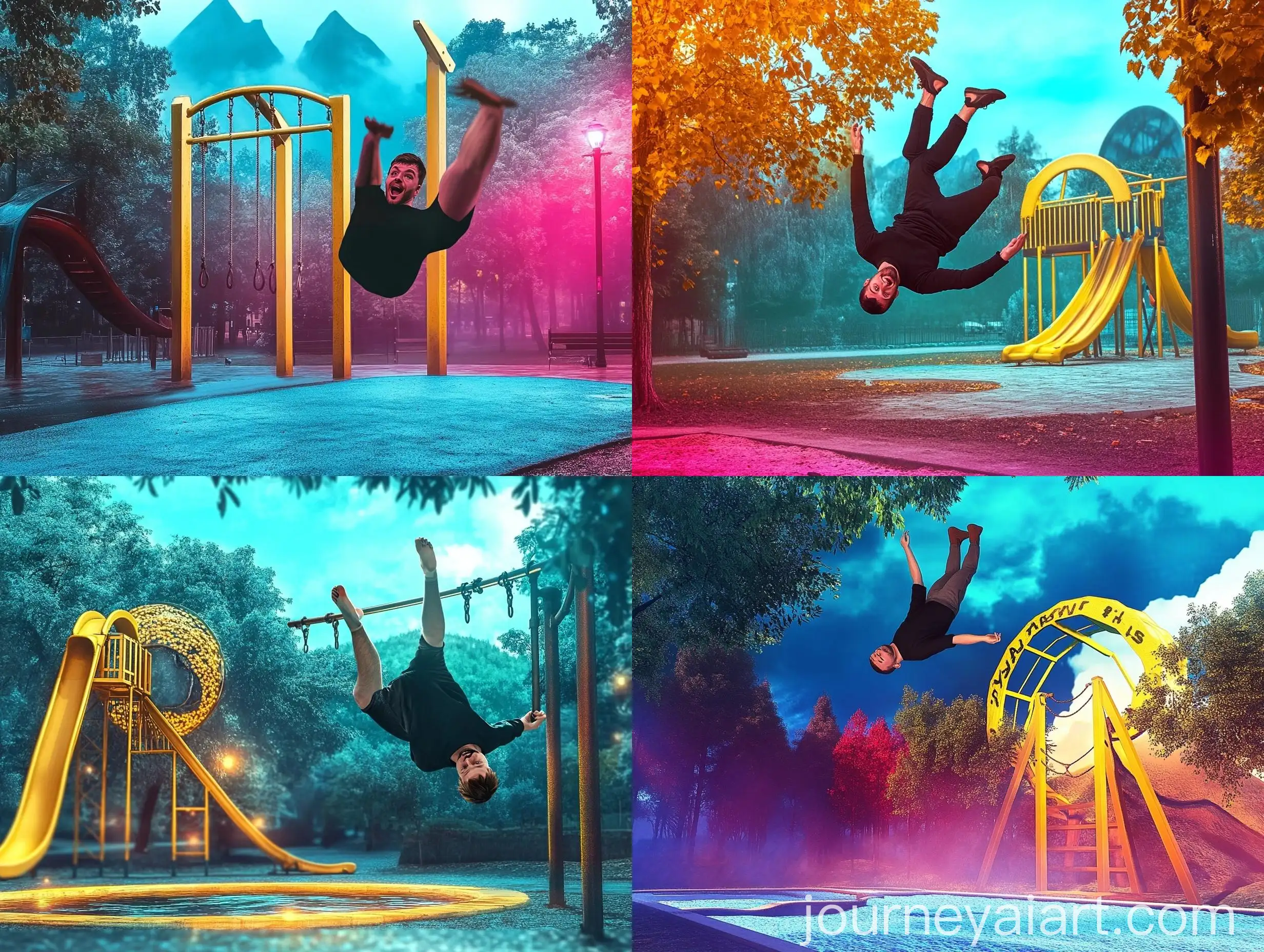 Athlete-Doing-Backflip-from-Pull-Up-Bar-in-Park-at-Sunset