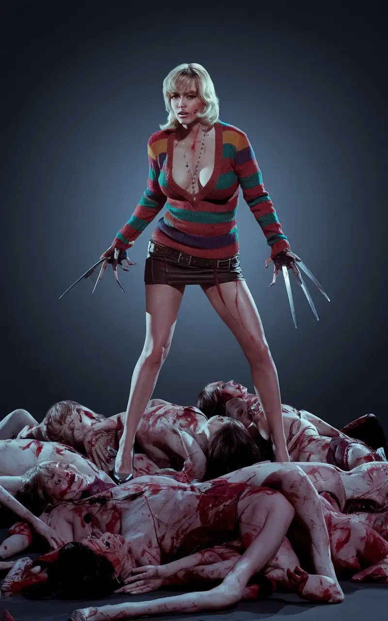 Charlize-Theron-as-Female-Freddy-Krueger-in-Nightmare-on-Elm-Street-with-Lifeless-Bodies