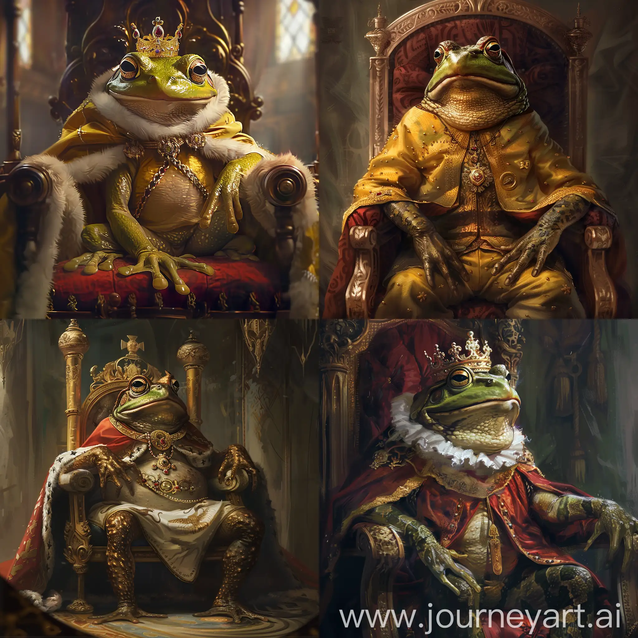 Regal-Pepe-Frog-King-in-Golden-Attire-on-Throne