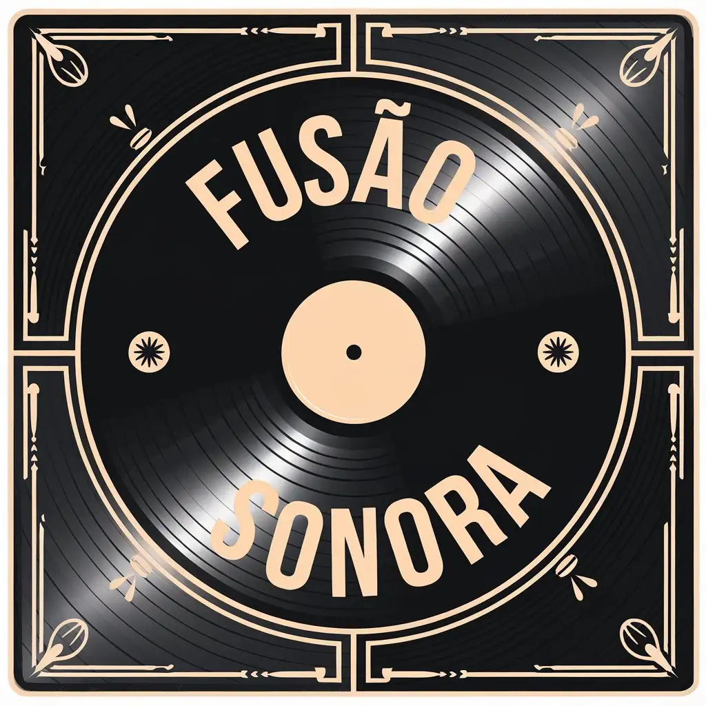 a vector logo design,with the text "Fusão Sonora", main symbol:Disco de vinil,Moderate,be used in Entertainment industry,clear background