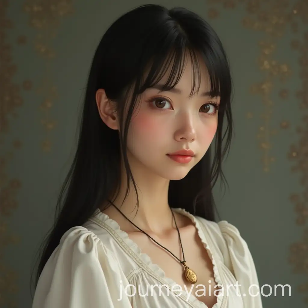 16YearOld-Half-Chinese-Half-Russian-Peasant-Woman-in-Simple-1500s-Dress-with-Gold-Locket