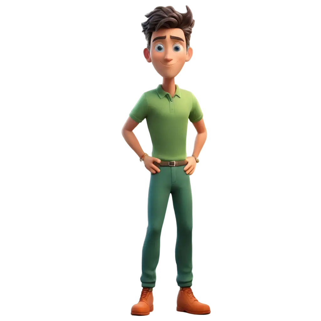 3D-Cartoon-Character-PNG-Handsome-Man-in-Green-Clothes-for-Versatile-Use