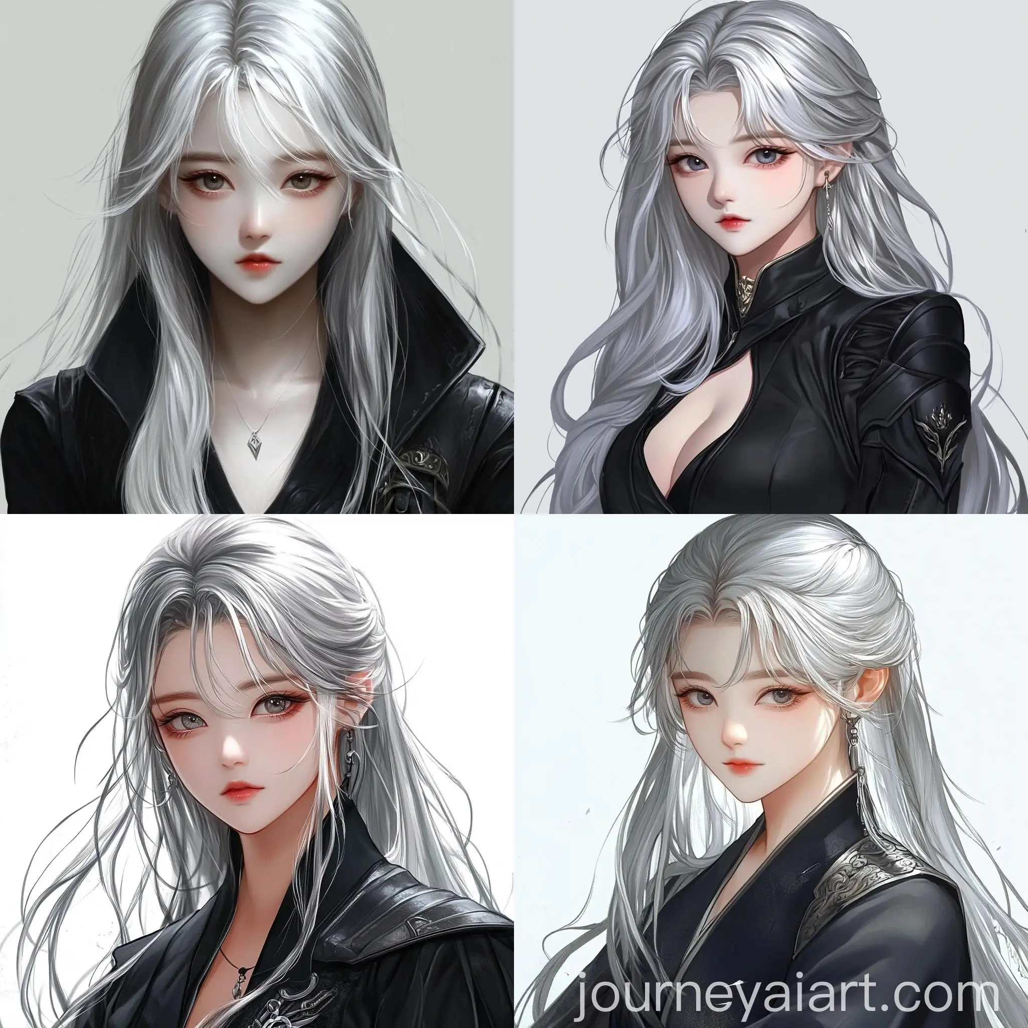 Anime-Portrait-of-a-SilverHaired-Girl-in-Black-Robes-and-Leather-Armor