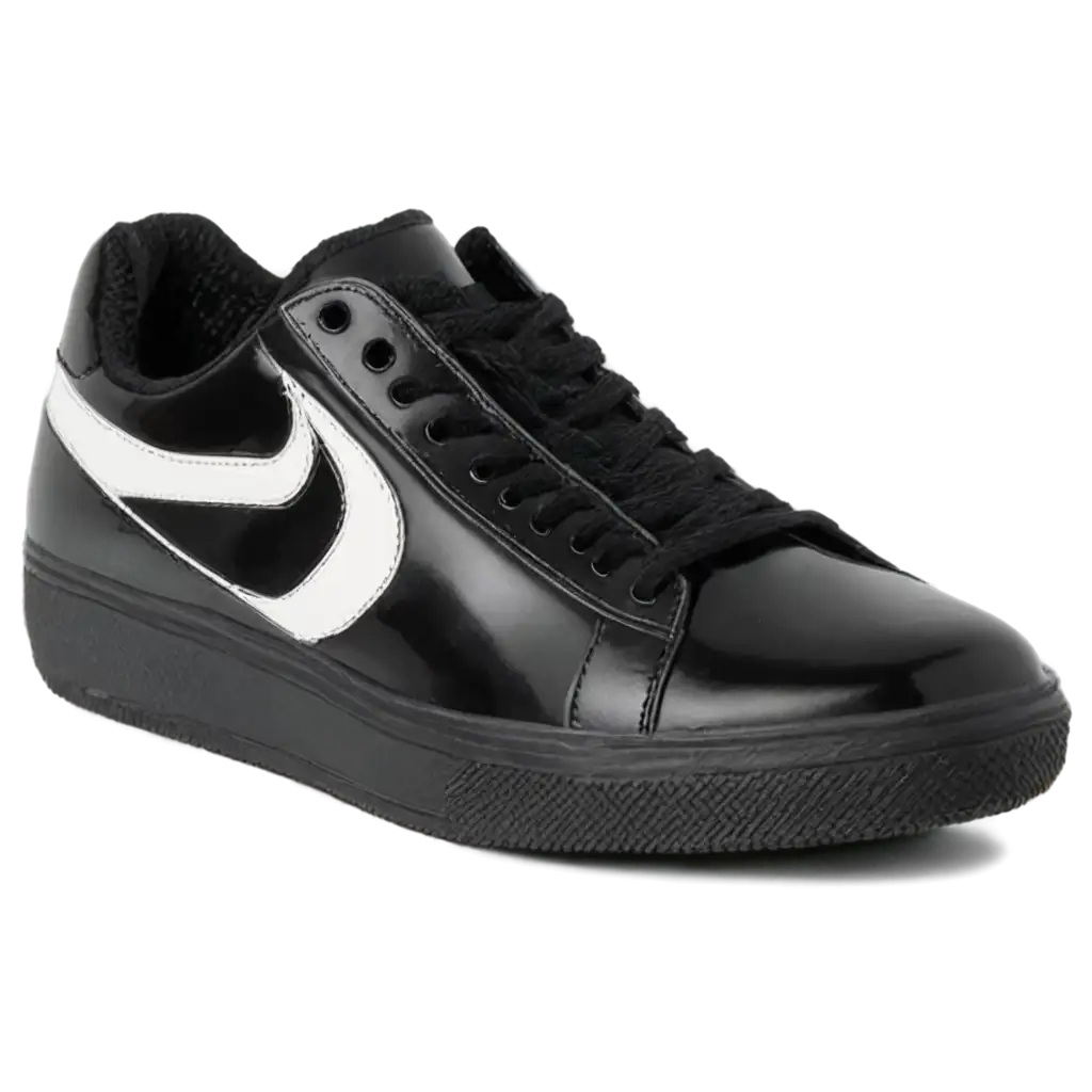 HighQuality-PNG-Image-of-a-Wide-Black-and-White-Tennis-Shoe-with-Shiny-Details