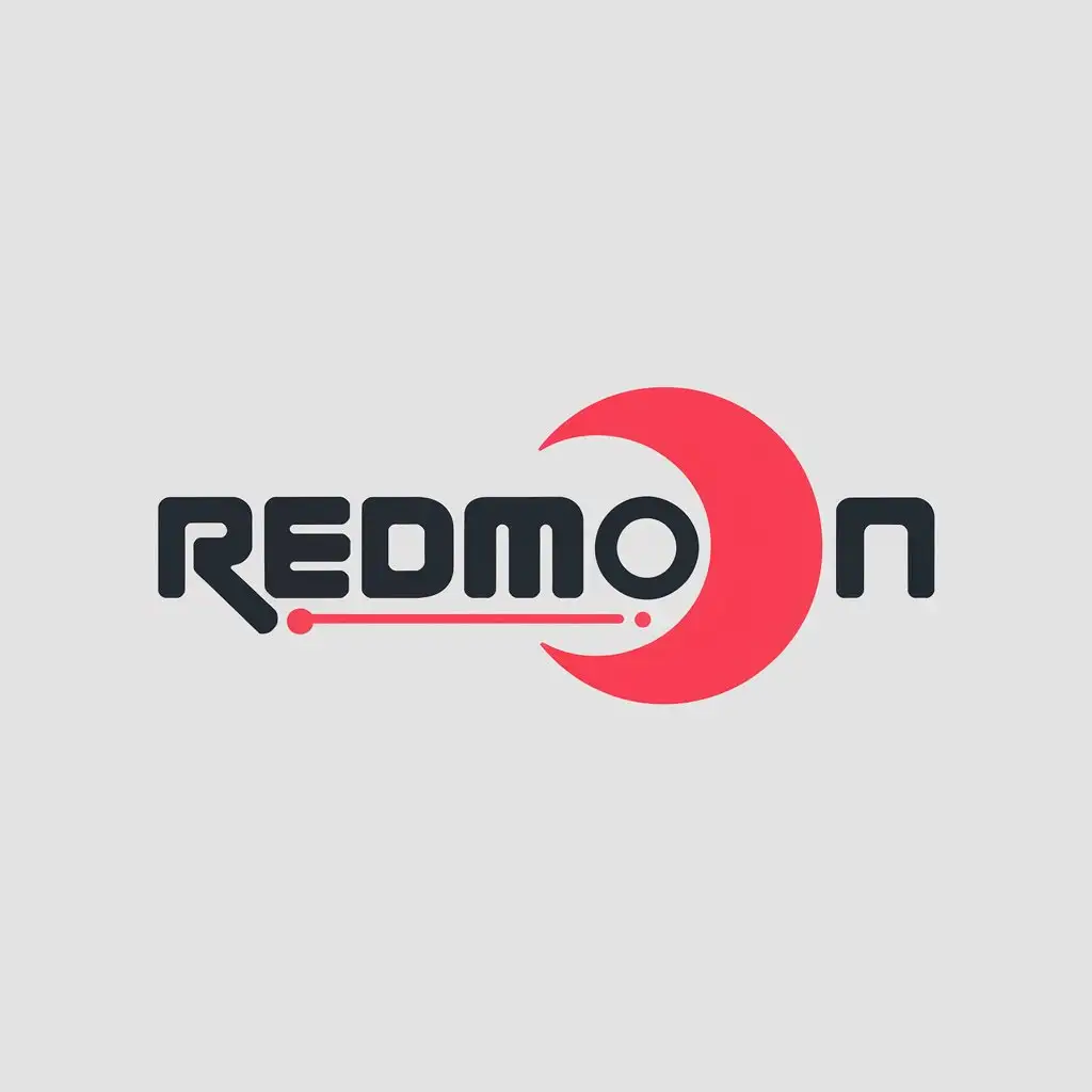 LOGO Design for RedMoon Red Moon Symbol with Red Line and OSINT Hacking Search Data Theme for Entertainment Industry