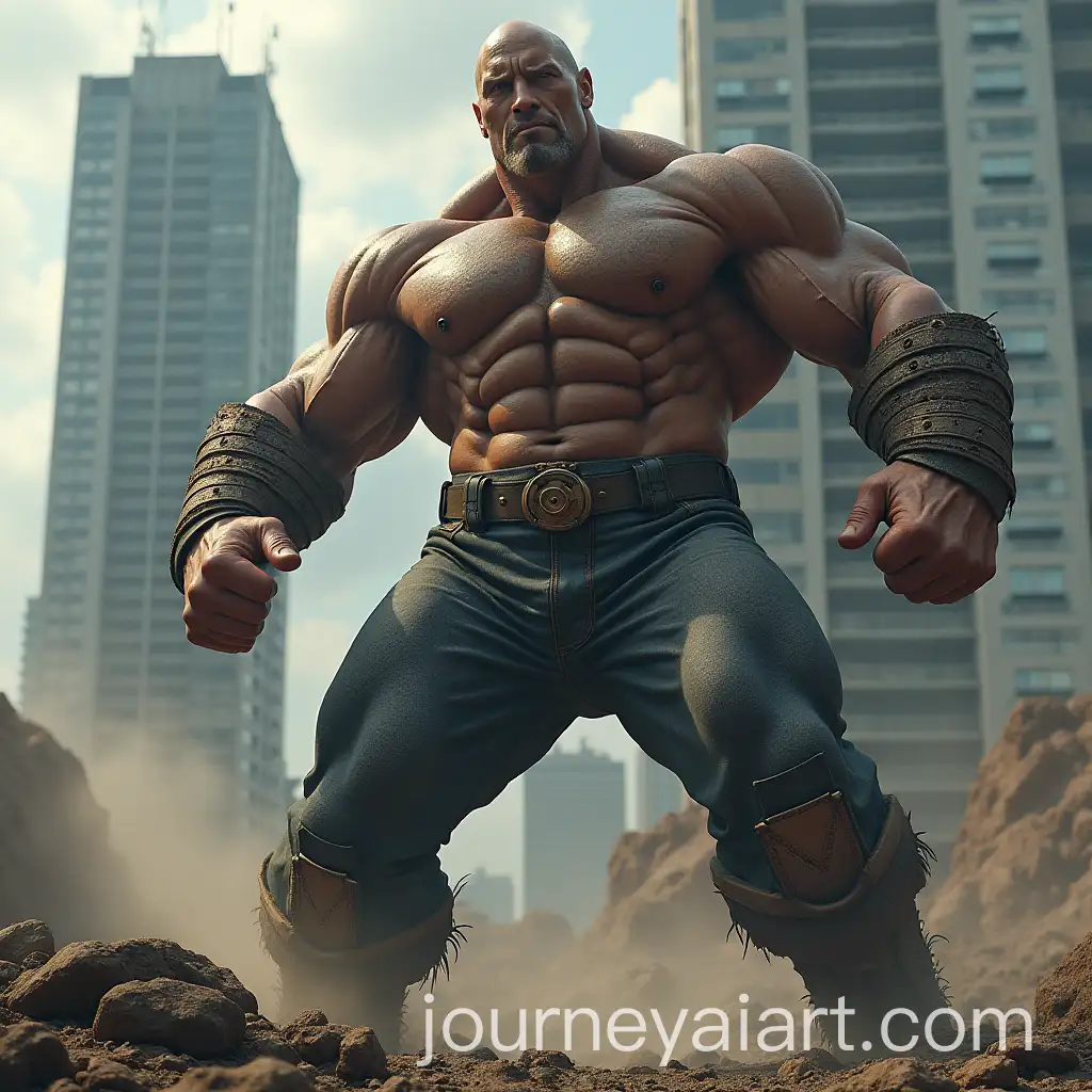 Giant-Dwayne-Johnson-Pushing-Over-Twin-Towers