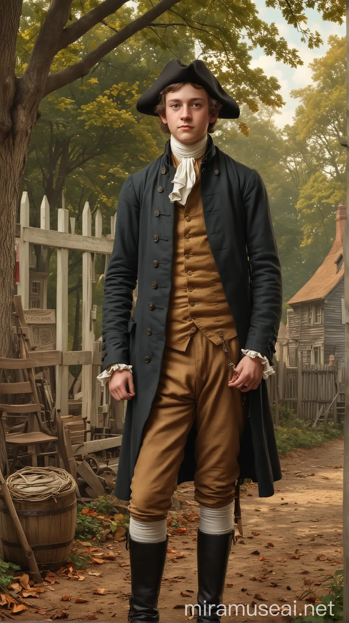 Young William Prescott in Colonial Massachusetts Hyper Realistic Portrait