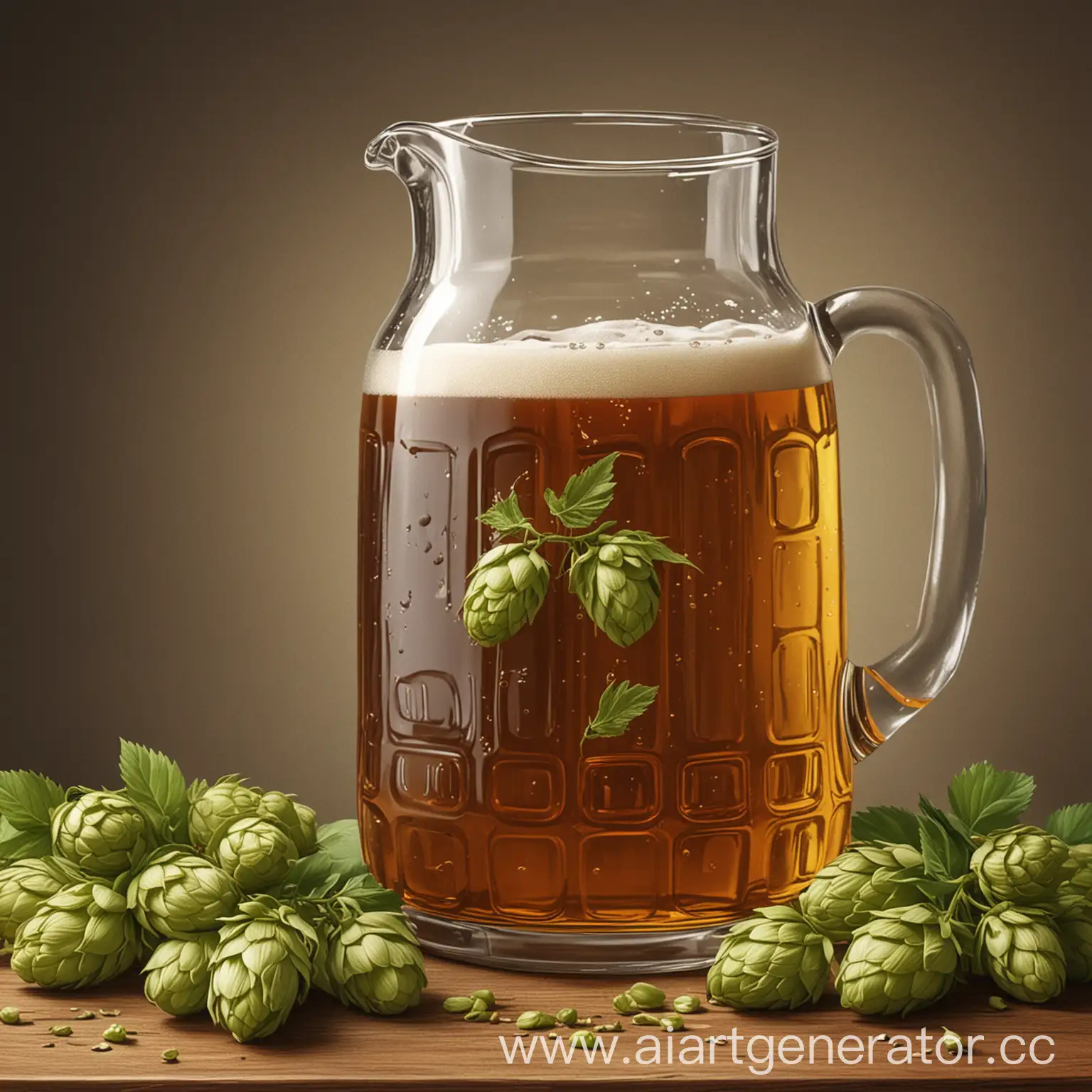 Realistic-ThreeLiter-Glass-Jug-of-Beer-with-Hops