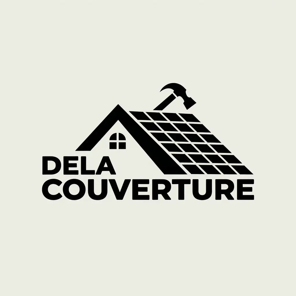 LOGO-Design-for-DELA-Couverture-Roofers-Hammer-on-a-Roof-with-Clear-Background